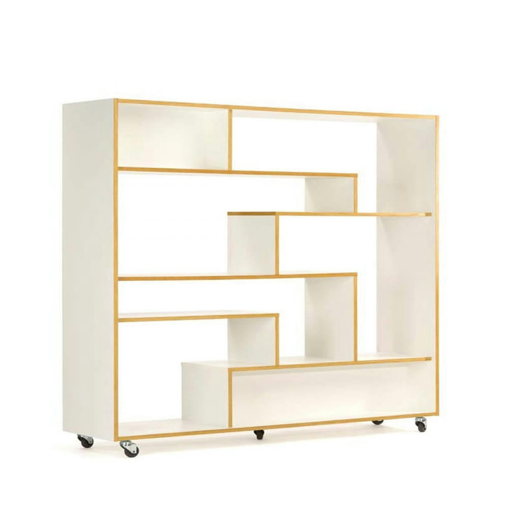 SOUTHBURY - Bibliothèque design graphique à roulettes blanc