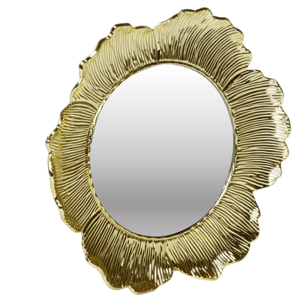 Miroir rond bord fleur doré Ø18cm