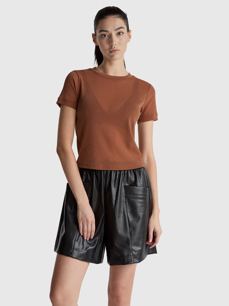 Short sleeve t-shirt with lurex