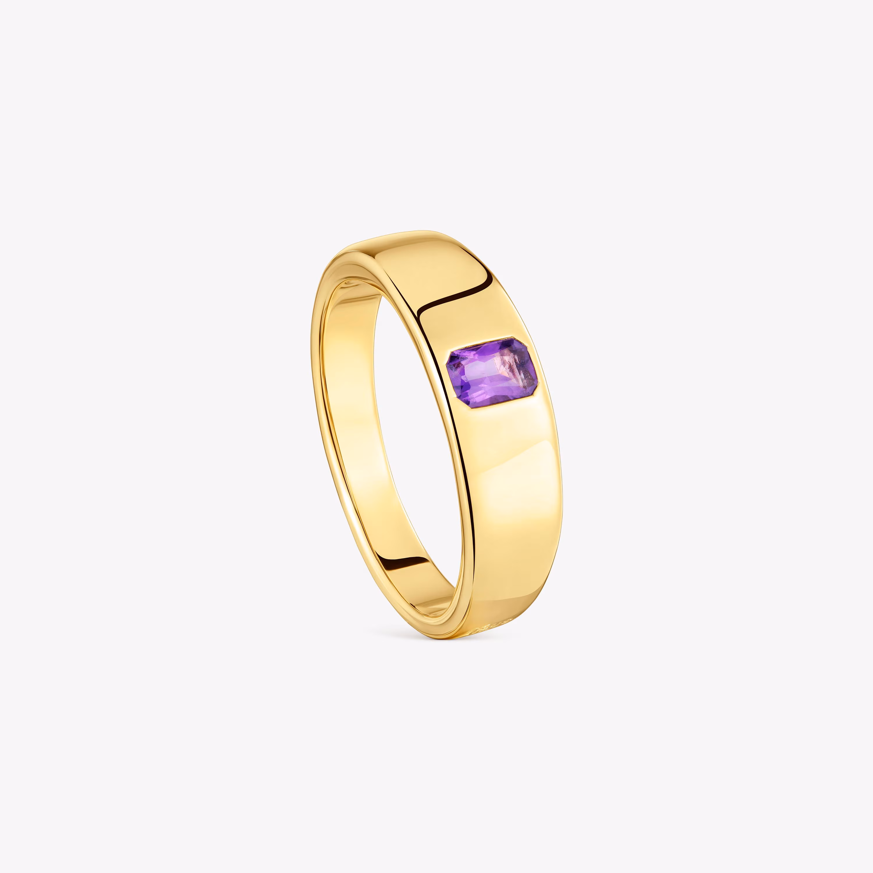 Anillo sello con baño de oro 18 kt sobre plata y amatista Basic Colors