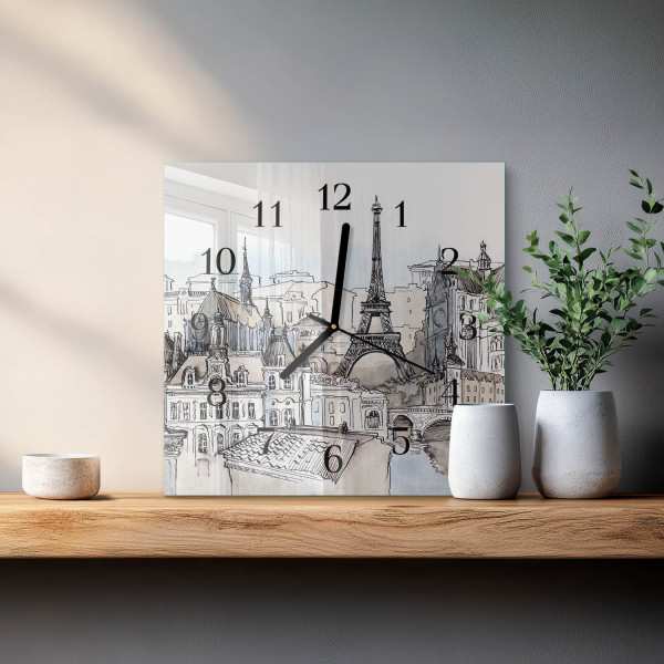 Zegar szklany 30x30 Pomniki dekoracyjny na ścianę