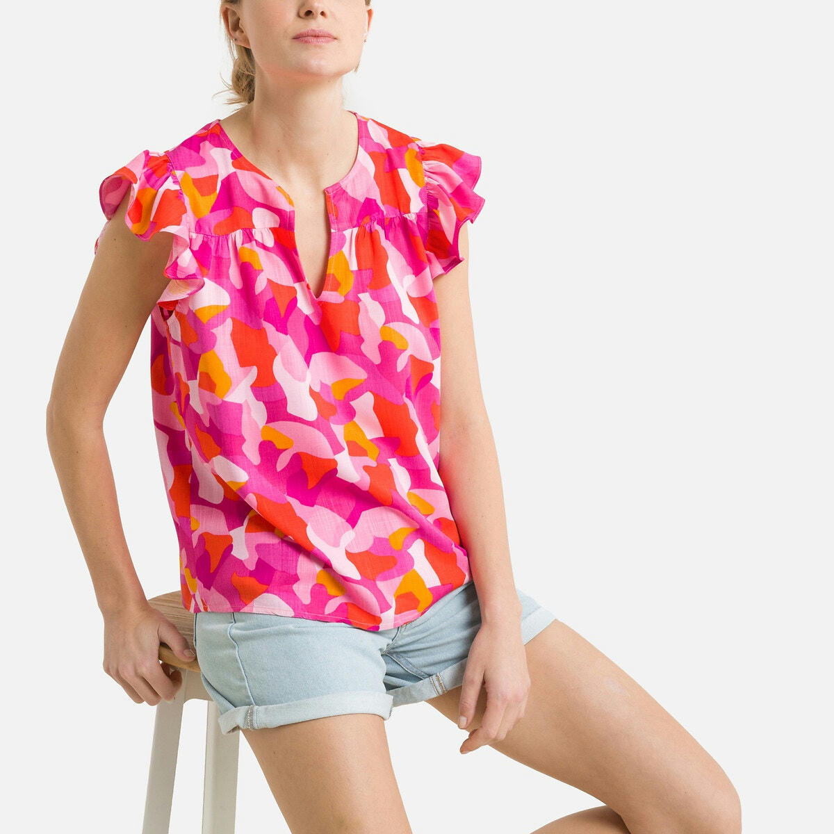 Blouse imprimée volantée