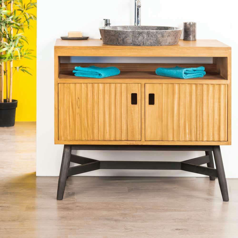 - Meuble salle de bain sous vasque en teck L90cm