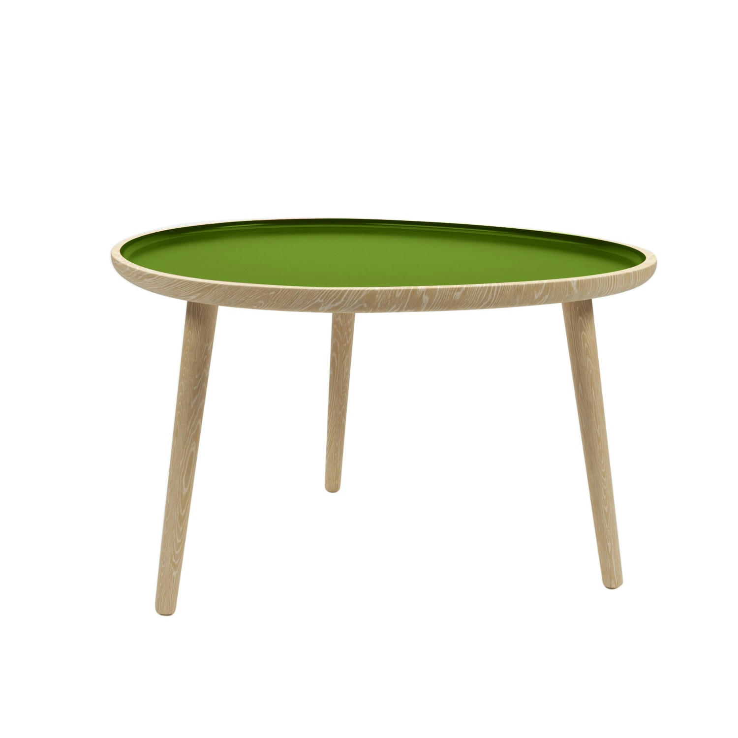 MARSALA - Table basse en bois et peinture céramique vert kaki