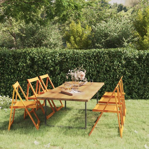 NNEVL Folding Garden Chairs 6 pcs Solid Wood Acacia