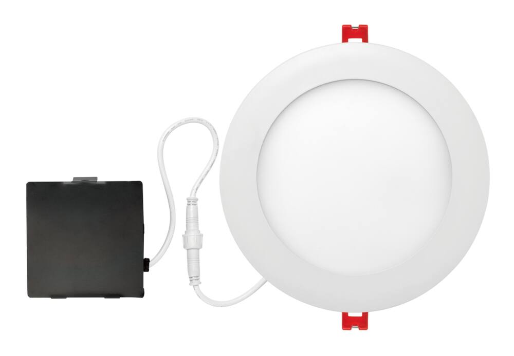 Globe Electric Ultra-Slim Round LED Warm White Recessed Lighting Kit, 6-in, White Trim