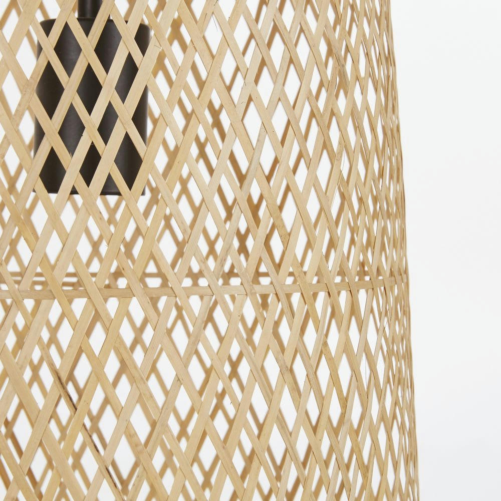 YUTAPI - Suspension triple en bambou et métal noir