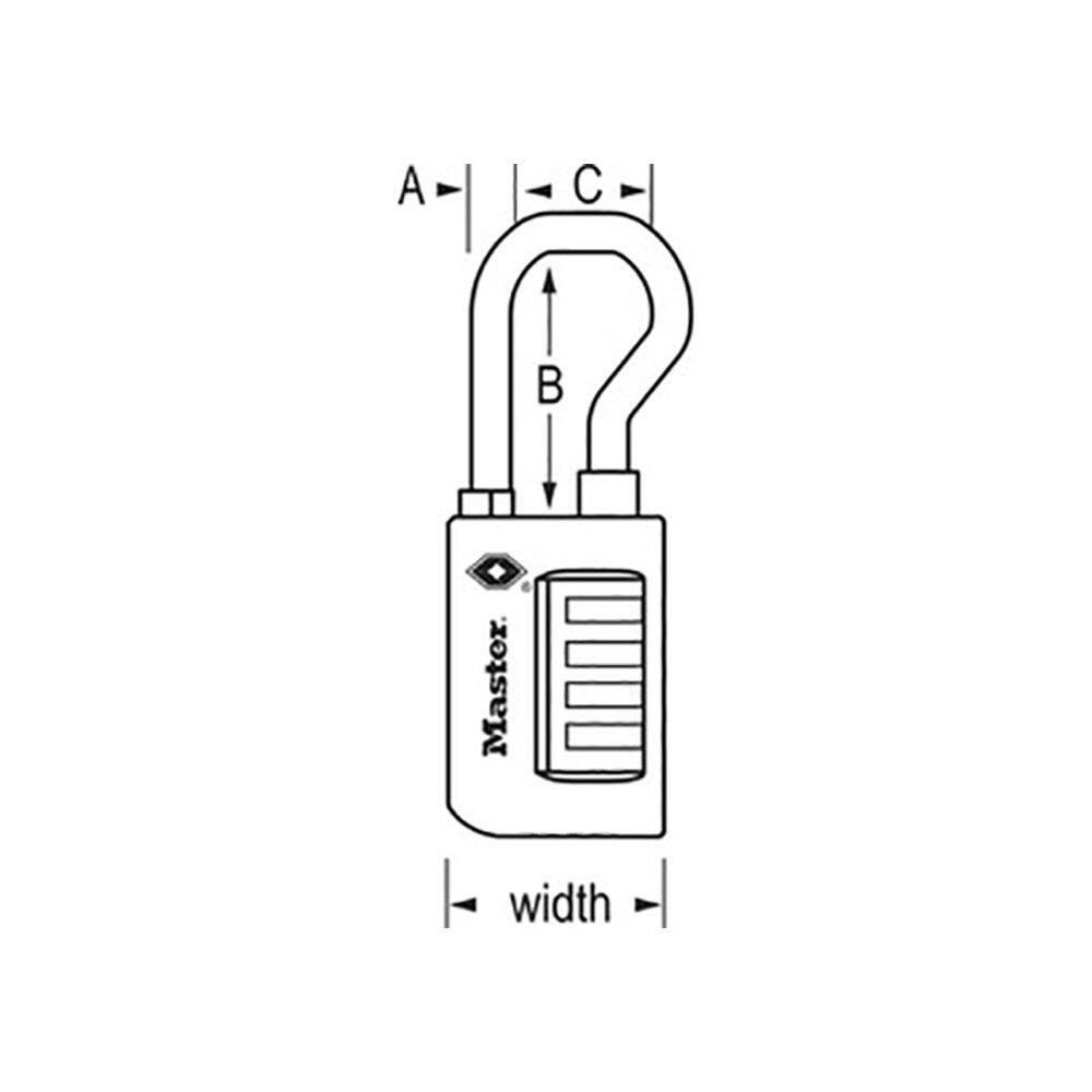 Master Lock 35mm-Wide Resettable Text-Combination 4-Dial TSA Luggage Lock, Black