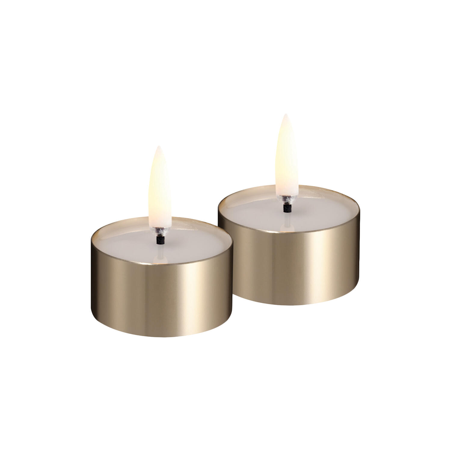 LED melted tealight 2-pack, metal brass