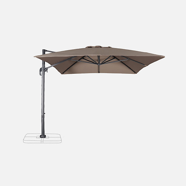 Parasol déporté rectangulaire 3x4m - Wimereux - Taupe- Parasol excentré inclinable dans 5 positions. rotatif à 360.
