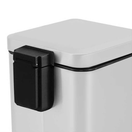 SOGA 2X Foot Pedal Stainless Steel Square Trash Bin White 12L