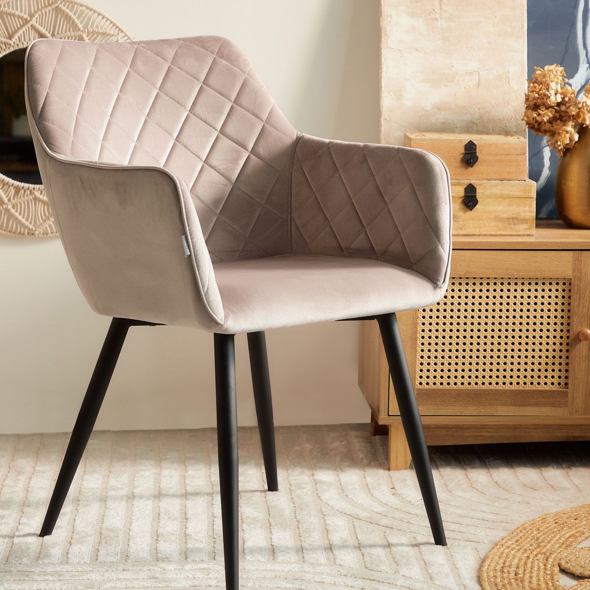 Krzesło SHELTON welurowe beżowe 56x60x84 cm