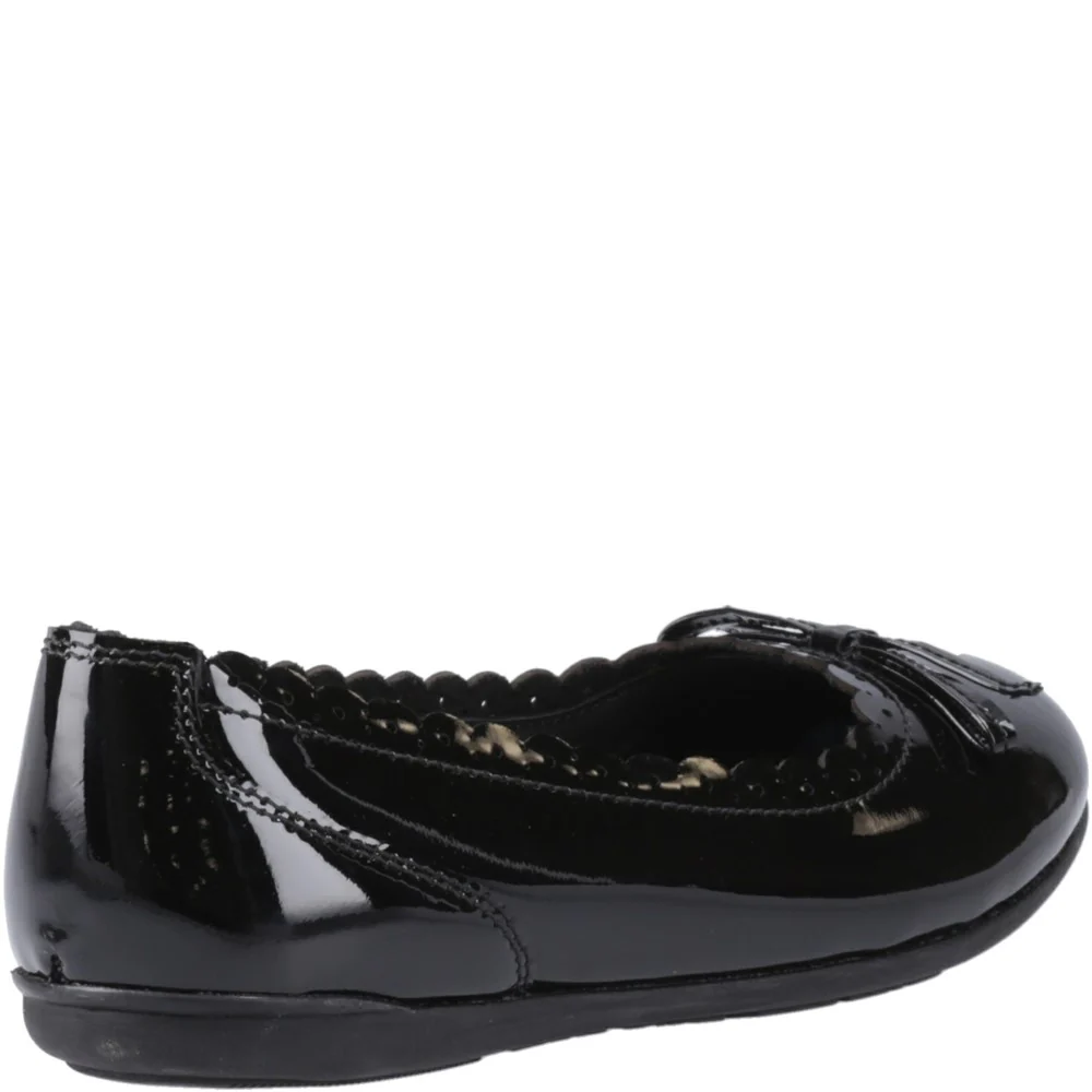 Hush Puppies Lillie Ballerina Patent Junior School Shoes