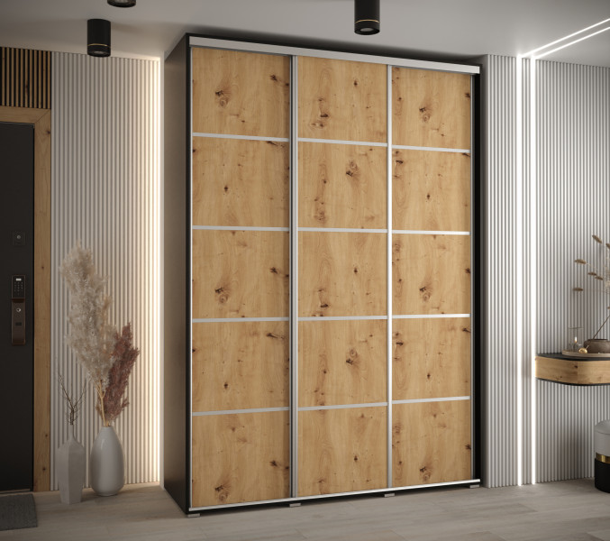 Szafa przesuwna 45 wysoka DAVOS 4 170 czarny artisan srebrny
