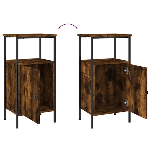NNEVL Bedside Cabinets 2 pcs Smoked Oak 41x31x80 cm Engineered Wood