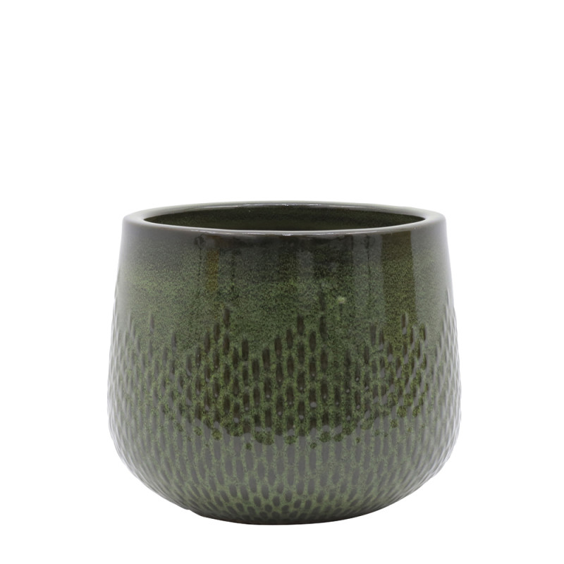 Pot en céramique émaillée vert forêt Ø 21 x 18 cm