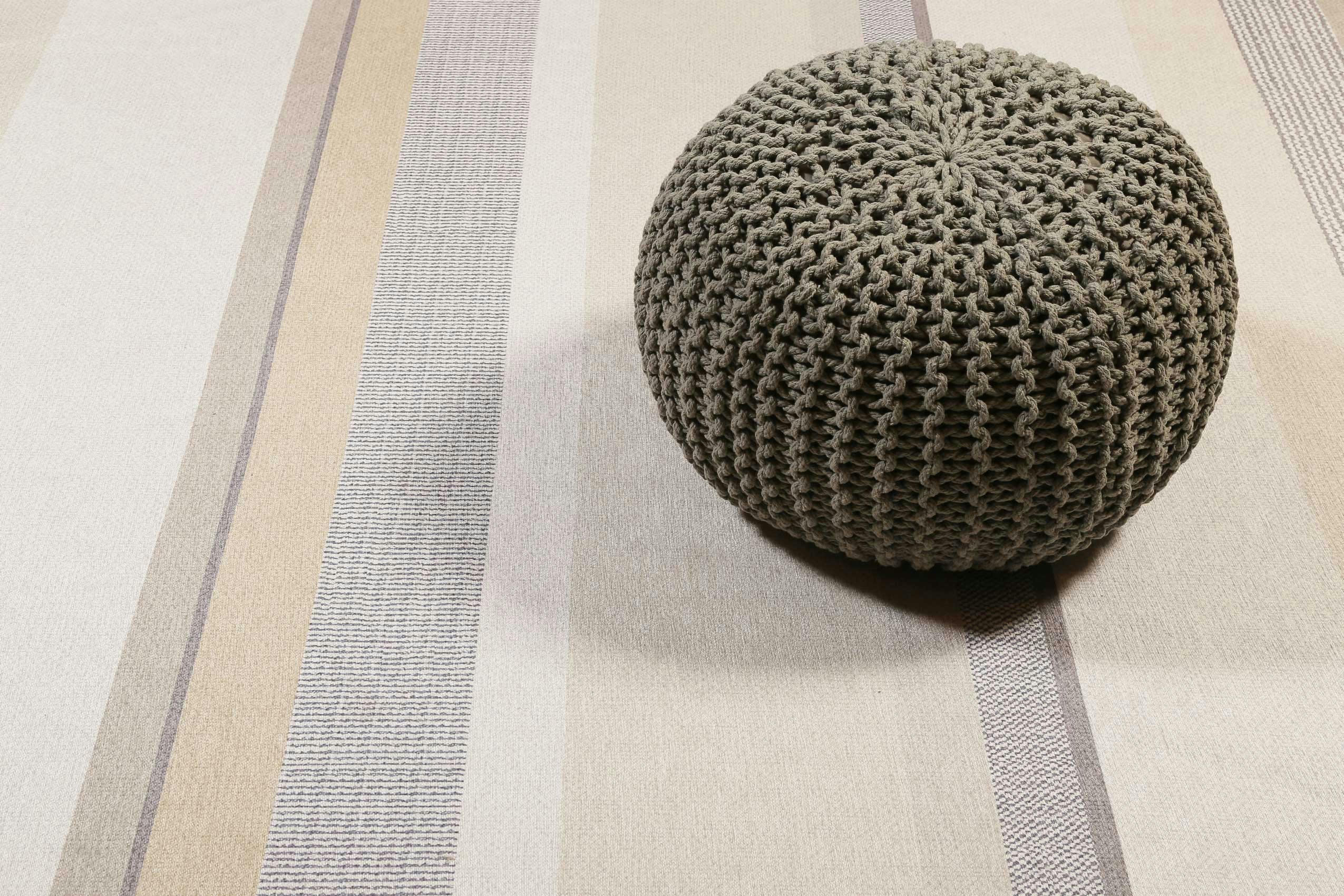 BEN - Tapis rayé beige et brun tissé plat 290x190