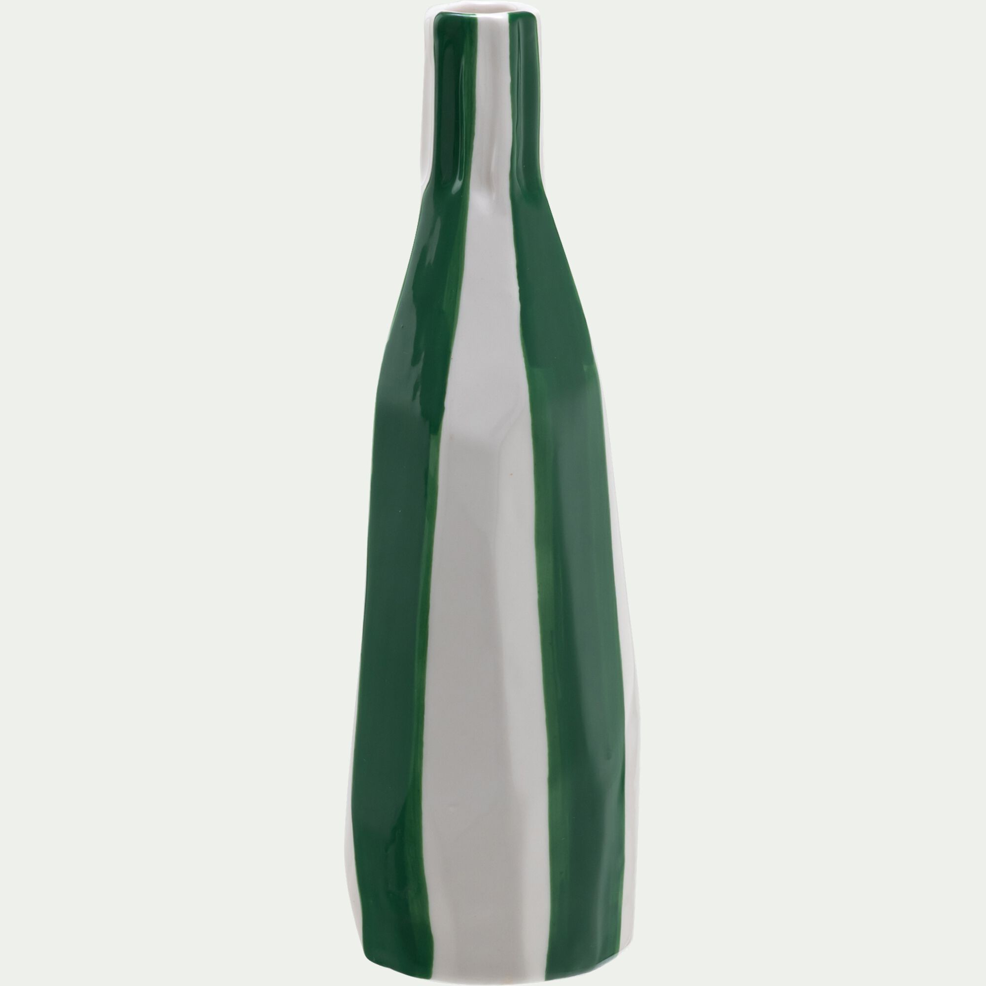 CAMPECHE - Vase bouteille en grès H20,2cm - vert et blanc
