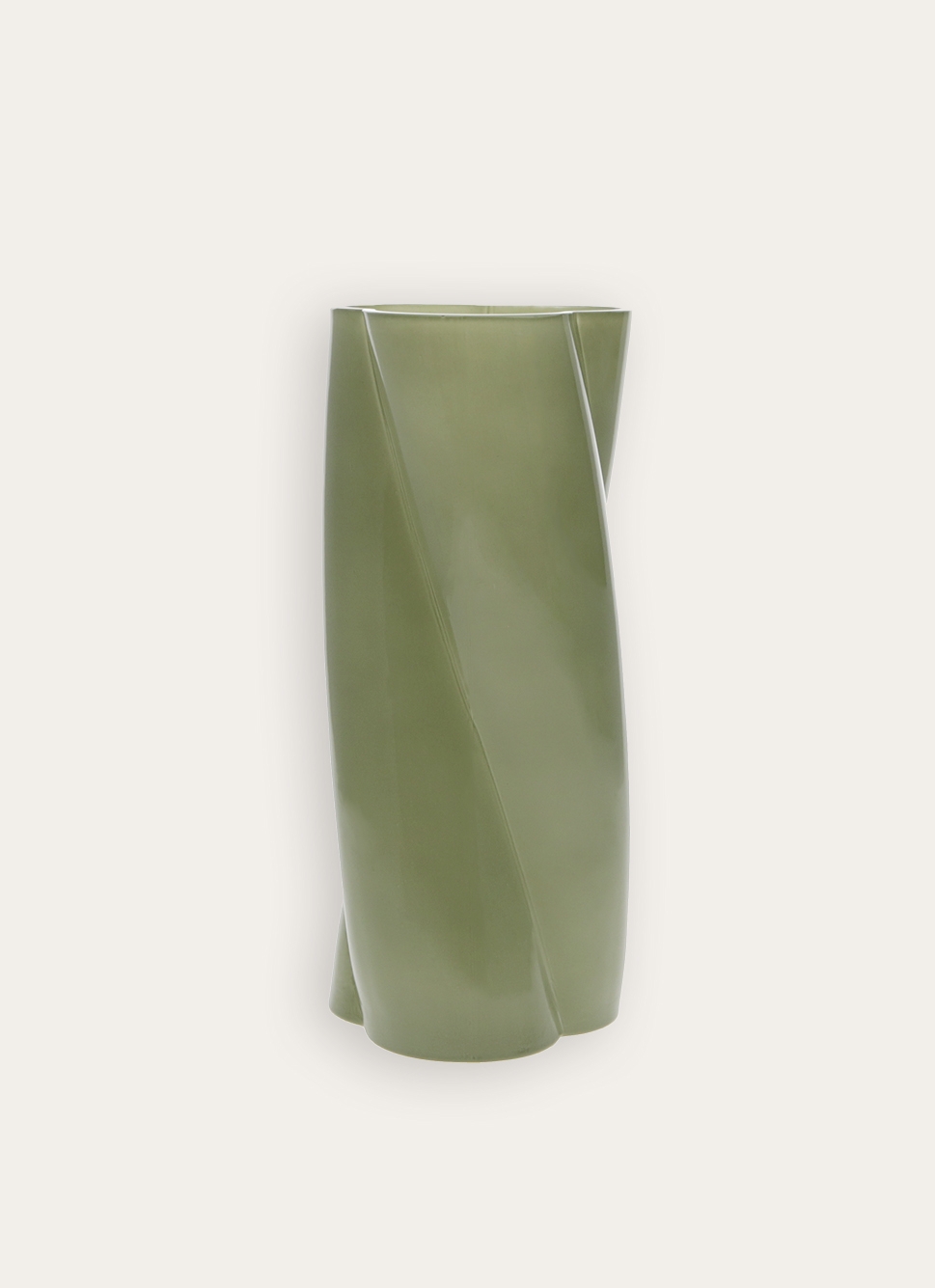 VASE TORSADÉ EN VERRE OPAQUE vert