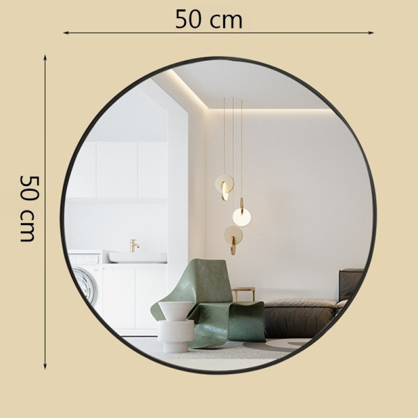 Duże lustro okrągłe łazienkowe czarna rama 50cm