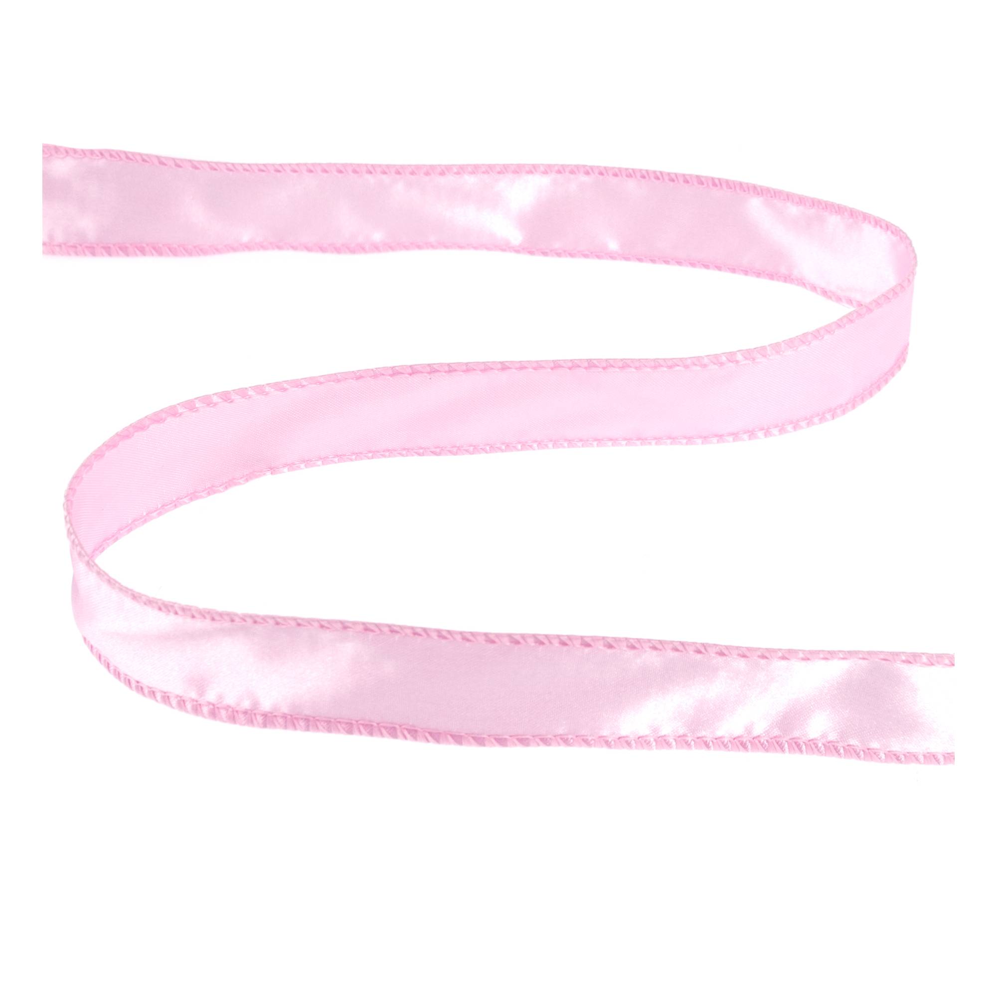 Pale Pink Wire Edge Satin Ribbon 25mm x 3m