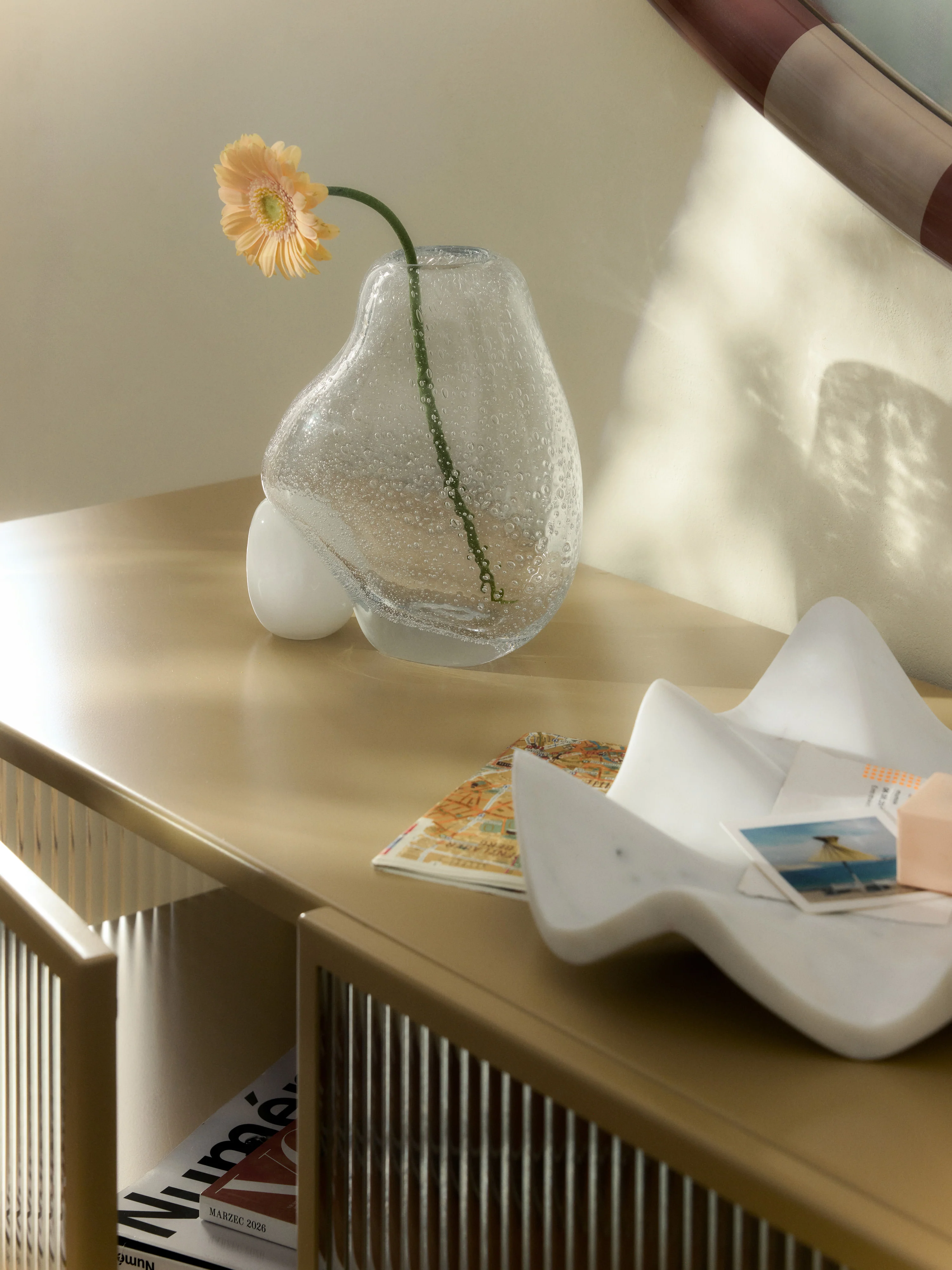 Glas-Vase Nicky mit Luftbläschen, H 20 cm