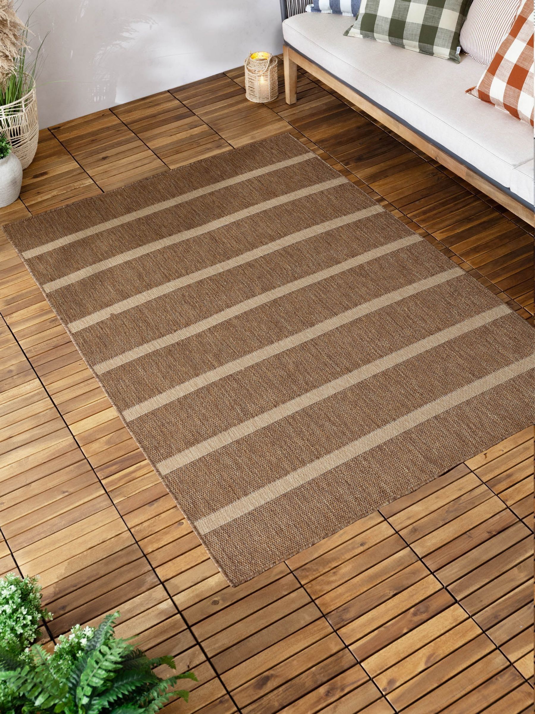 Yard Natural Tala Stripe Natural Tala Stripe Jute Effect Indoor/Outdoor Rug