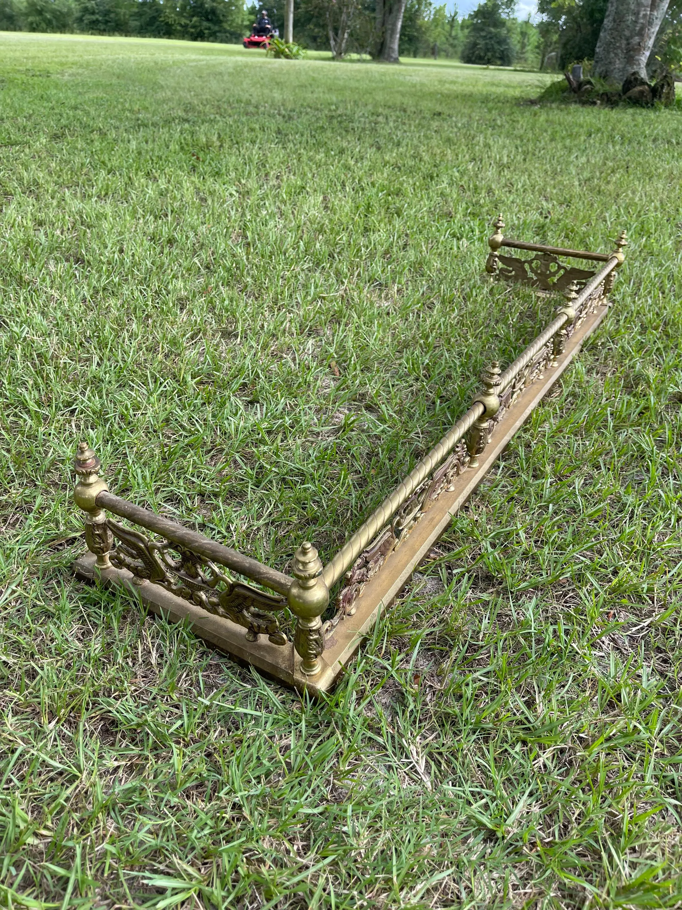 Vintage Brass Fireplace Fender, Ornate Metal,fireplace guard, fireplace tool, fireplace front, log shield, fancy fender,