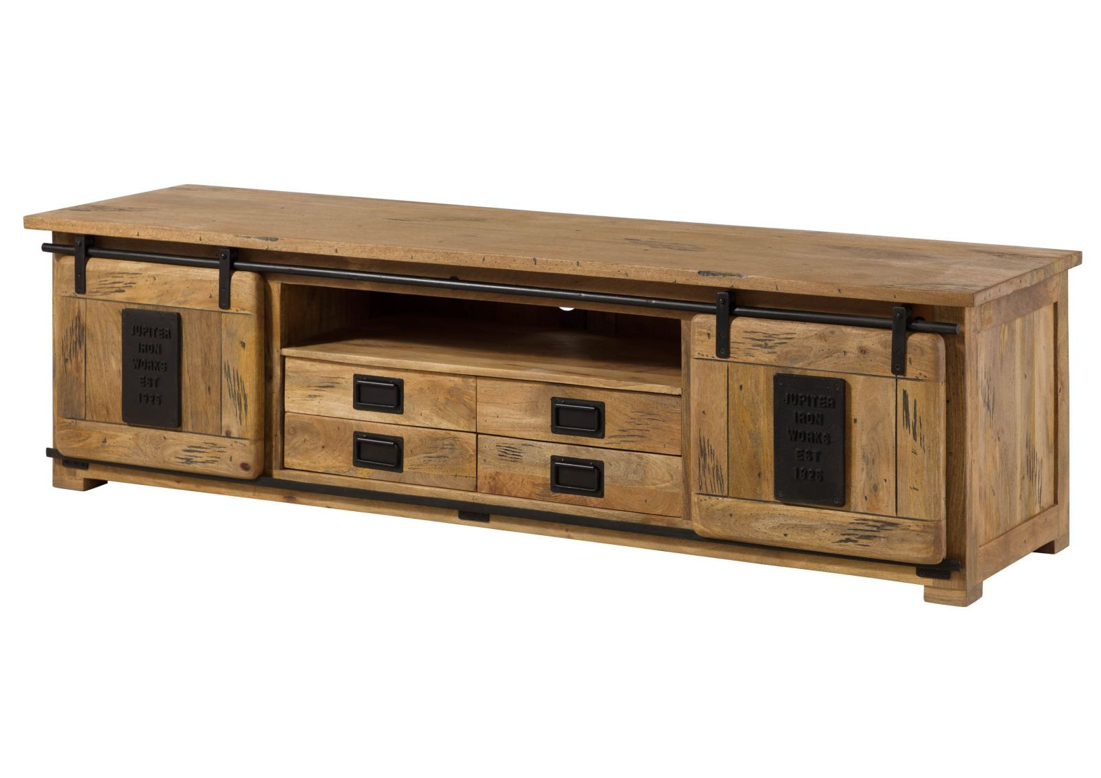RAILWAY Szafka RTV #148 Mango woskowane   metal 200x55x55 cm