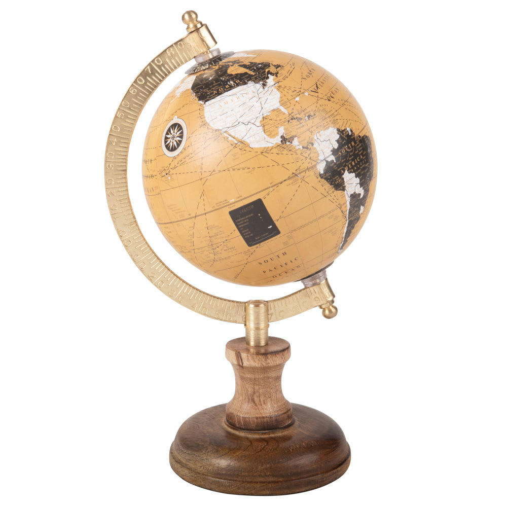 BIRMANCE - Statuette globe terrestre carte du monde H23