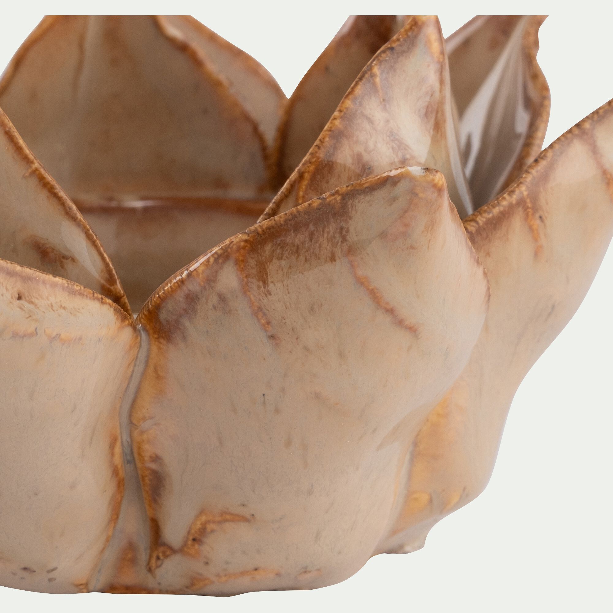 ASTER - Bougeoir fleur en céramique D11,5cm - beige