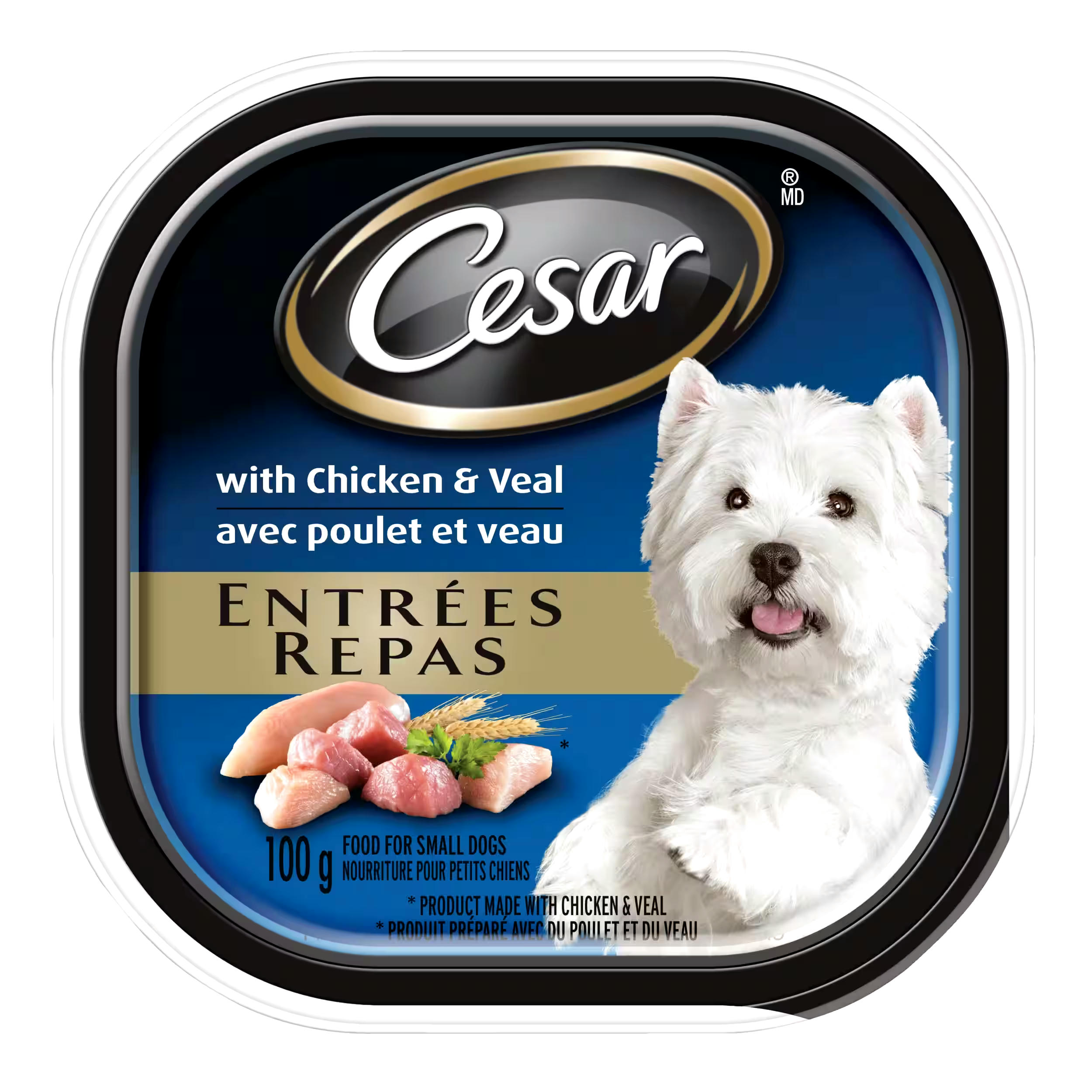 Cesar Entrées Chicken and Veal Recipe Adult Wet Dog Food, 100-g