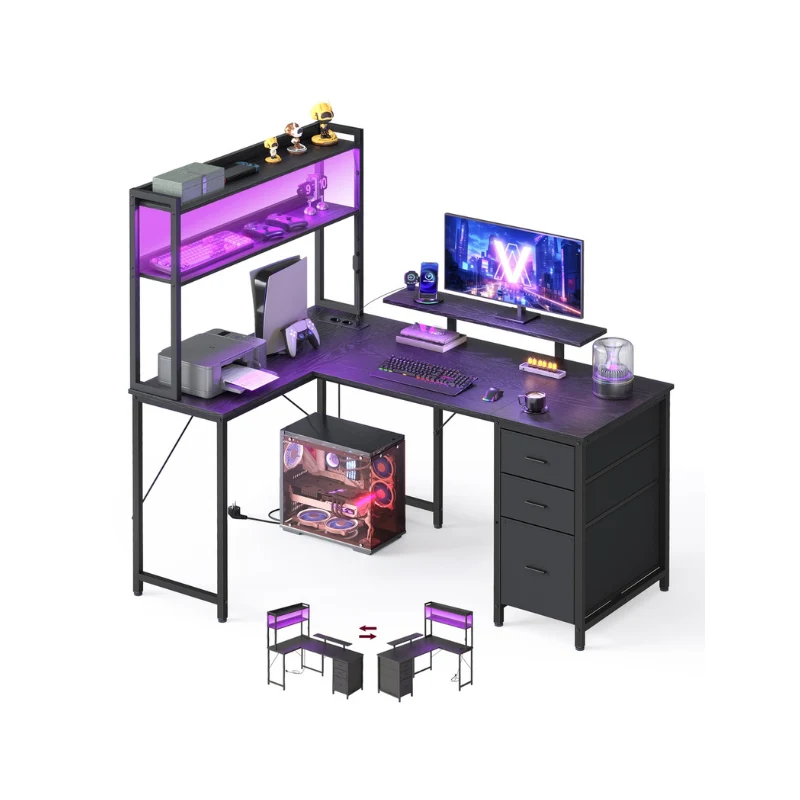 Bureau d'Angle Gamer avec LED