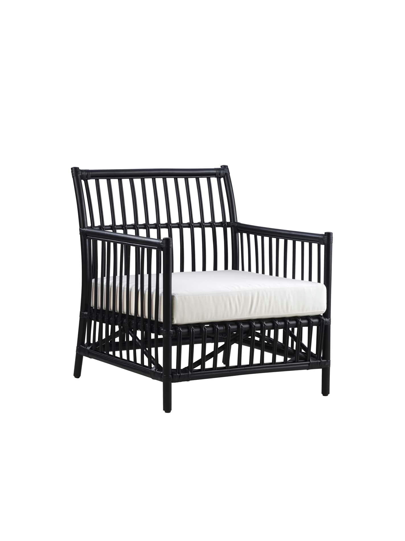 CAROLINE - Fauteuil lounge en rotin noir mat