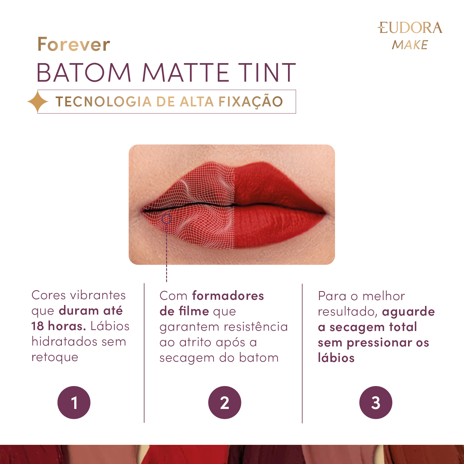 Batom Líquido Bordô Intenso Eudora Make Forever Matte Tint 4ml