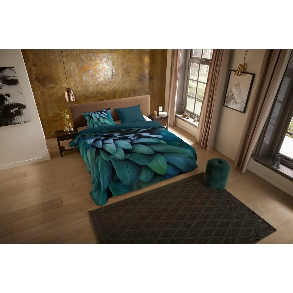 Pure dekbedovertrek veren - 1 persoons 140x200/220 cm - Petrol - Microvezel