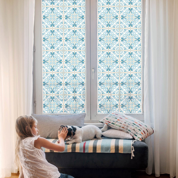 Folia dekoracyjna Kwiatowe kafelki ochrona prywatności 50x100 Wallfluent