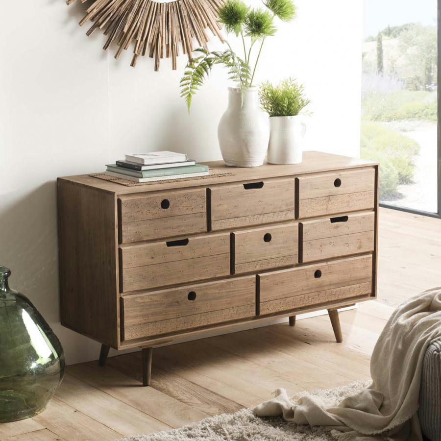 ANDREW - Commode 8 tiroirs en sapin