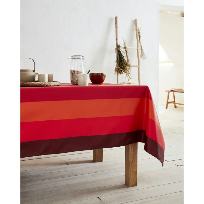 JORITZ - Nappe jacquard enduit acrylique rouge 160x250 cm