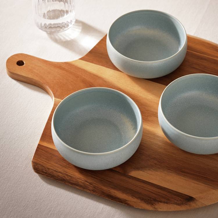 Habitat 3 Piece Reactive Stoneware Nibble Bowls - Blue
