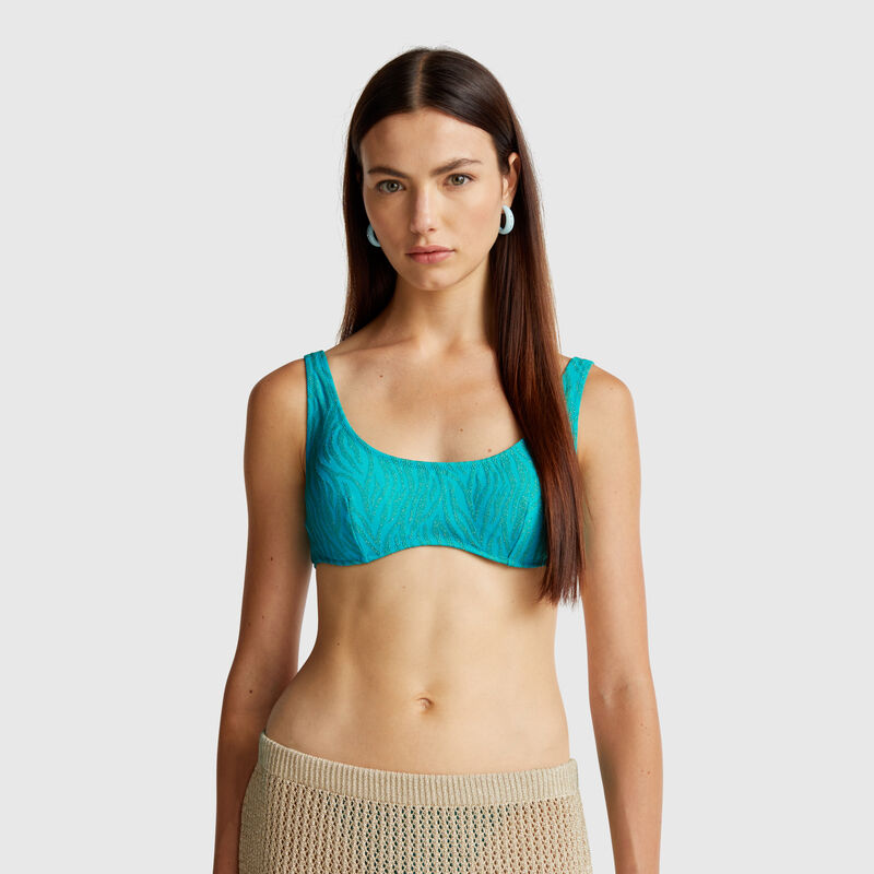 Brassiere animal print swim top with lurex
