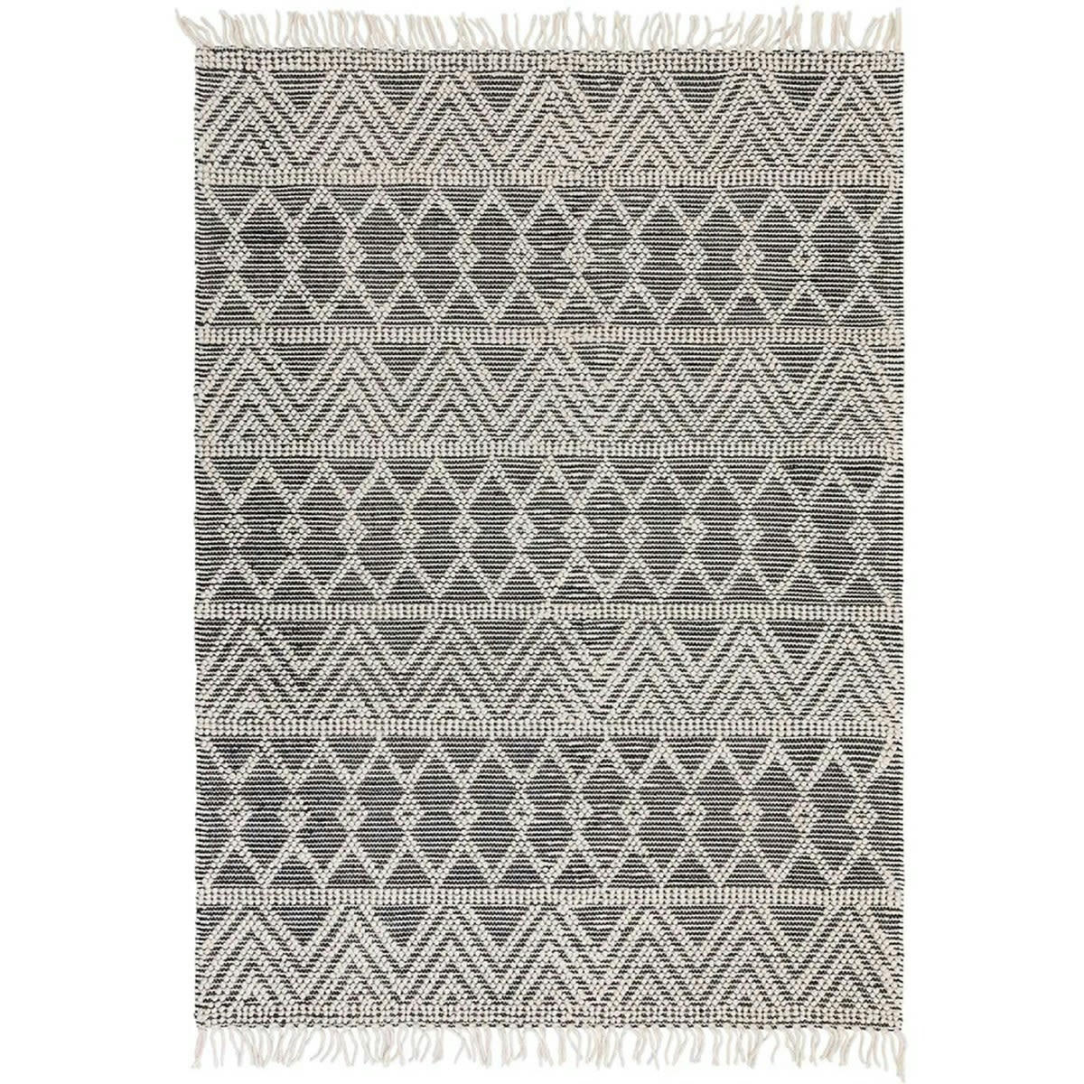 SAGRA - Tapis de salon en laine noir 160x230 cm
