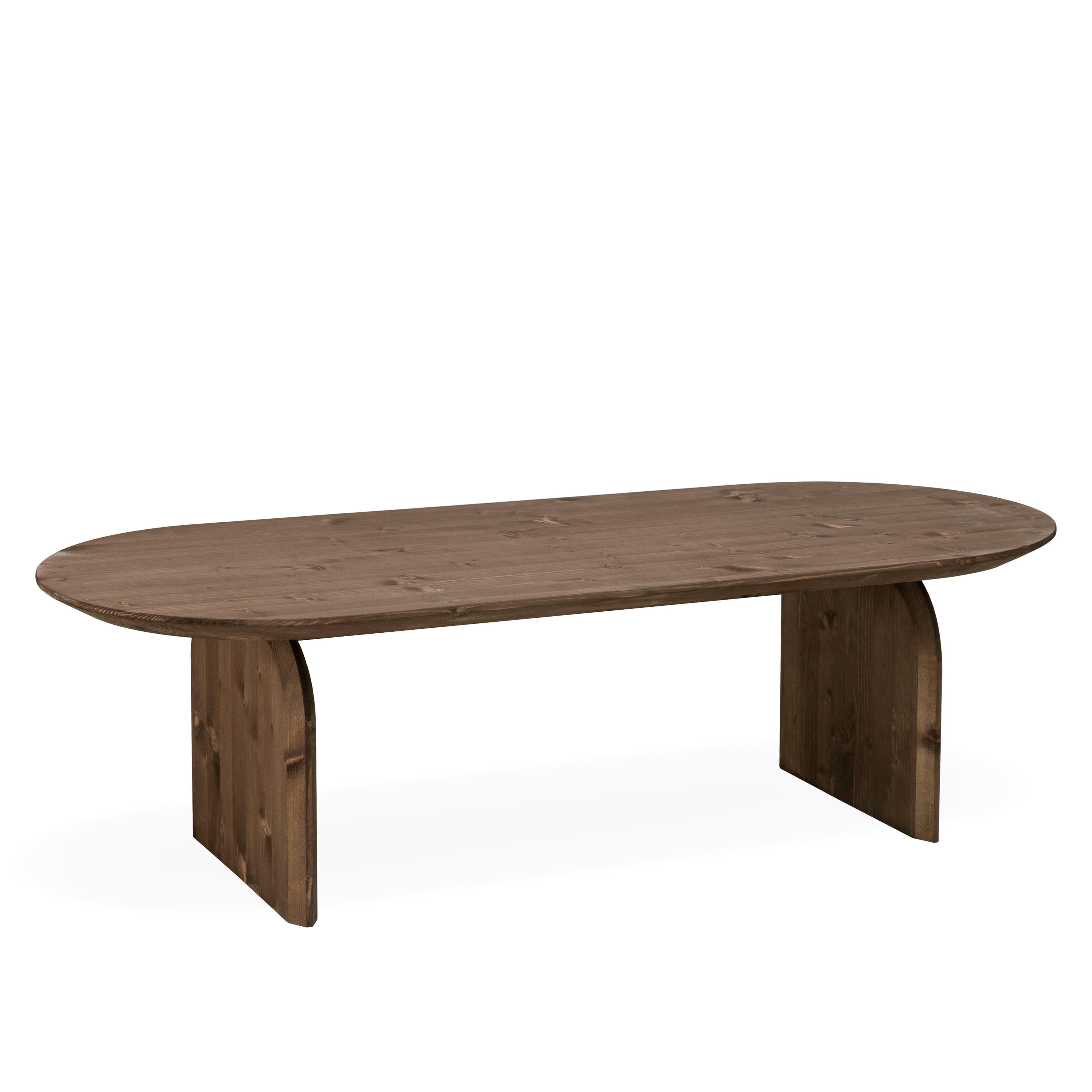 BLOOM - Table basse ovale en bois de sapin marron foncé 100cm