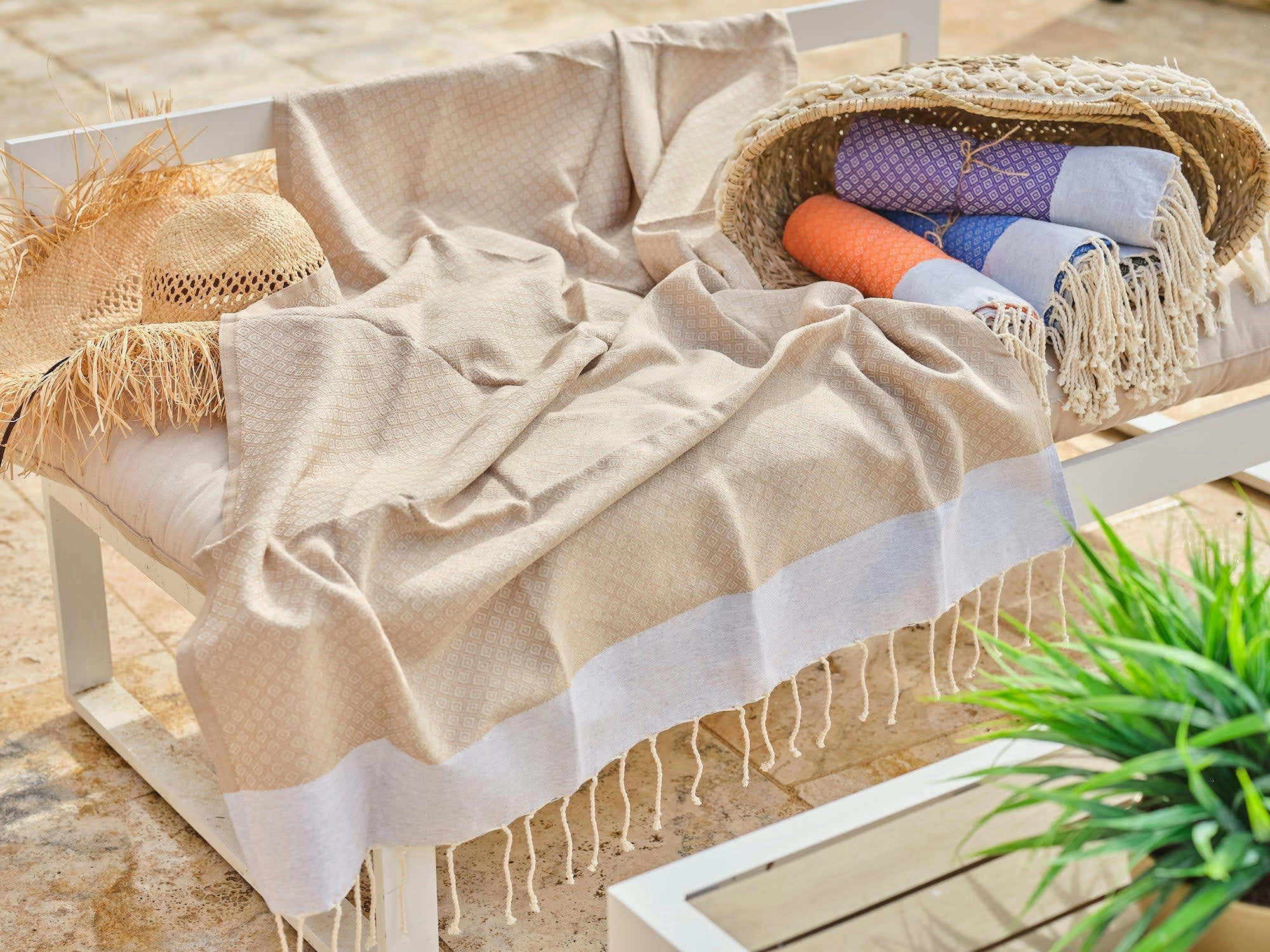 - Fouta en coton 100x200cm beige