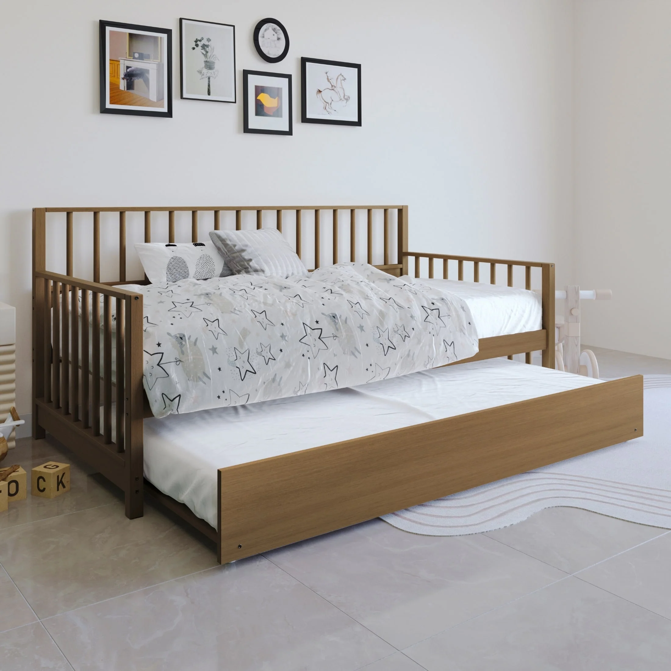 CraftPorch Classic Wooden Twin Size Daybed With Trundle