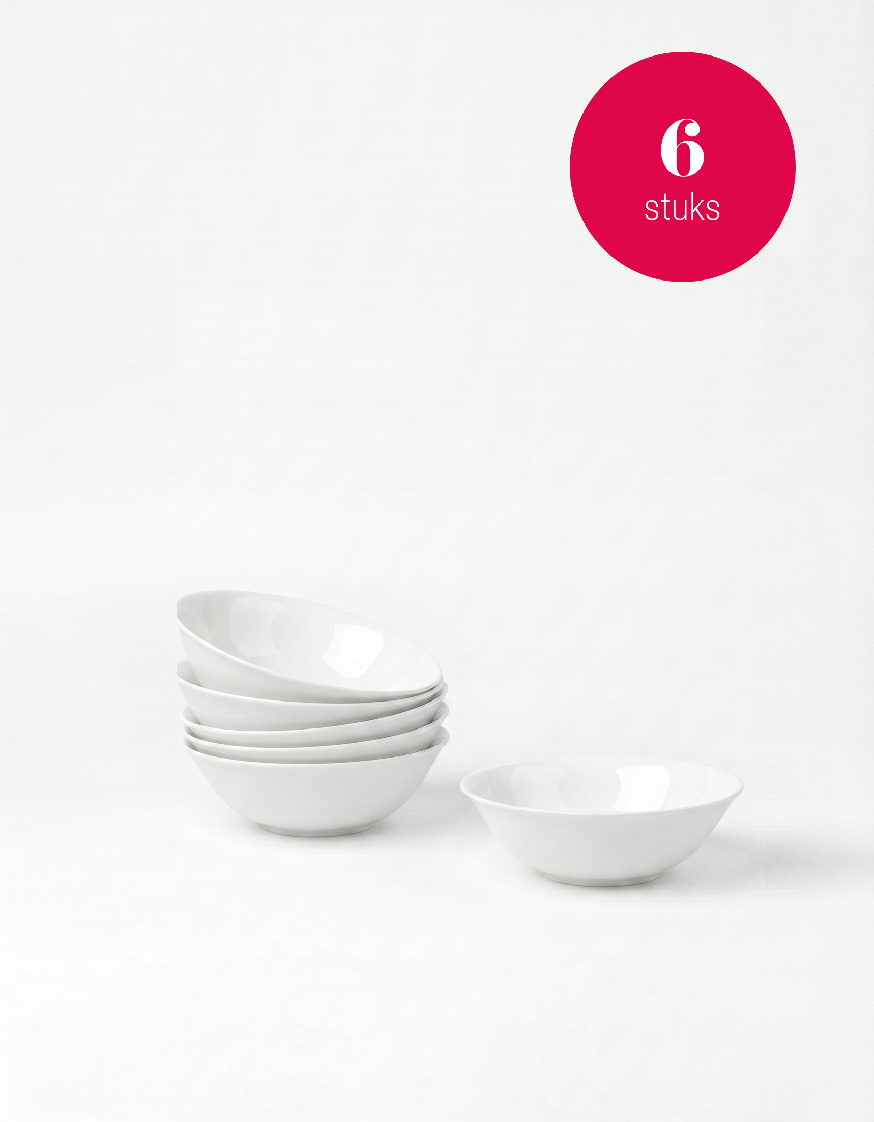 vtwonen - Kommen - Wit - 12,5 cm - Set van 6