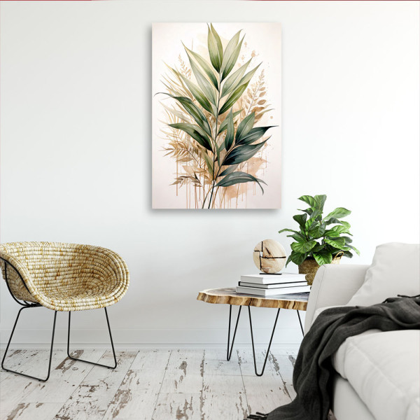 Feeby Obraz nowoczesny, Rośliny Liście Akwarela Zieleń Natura 40x60