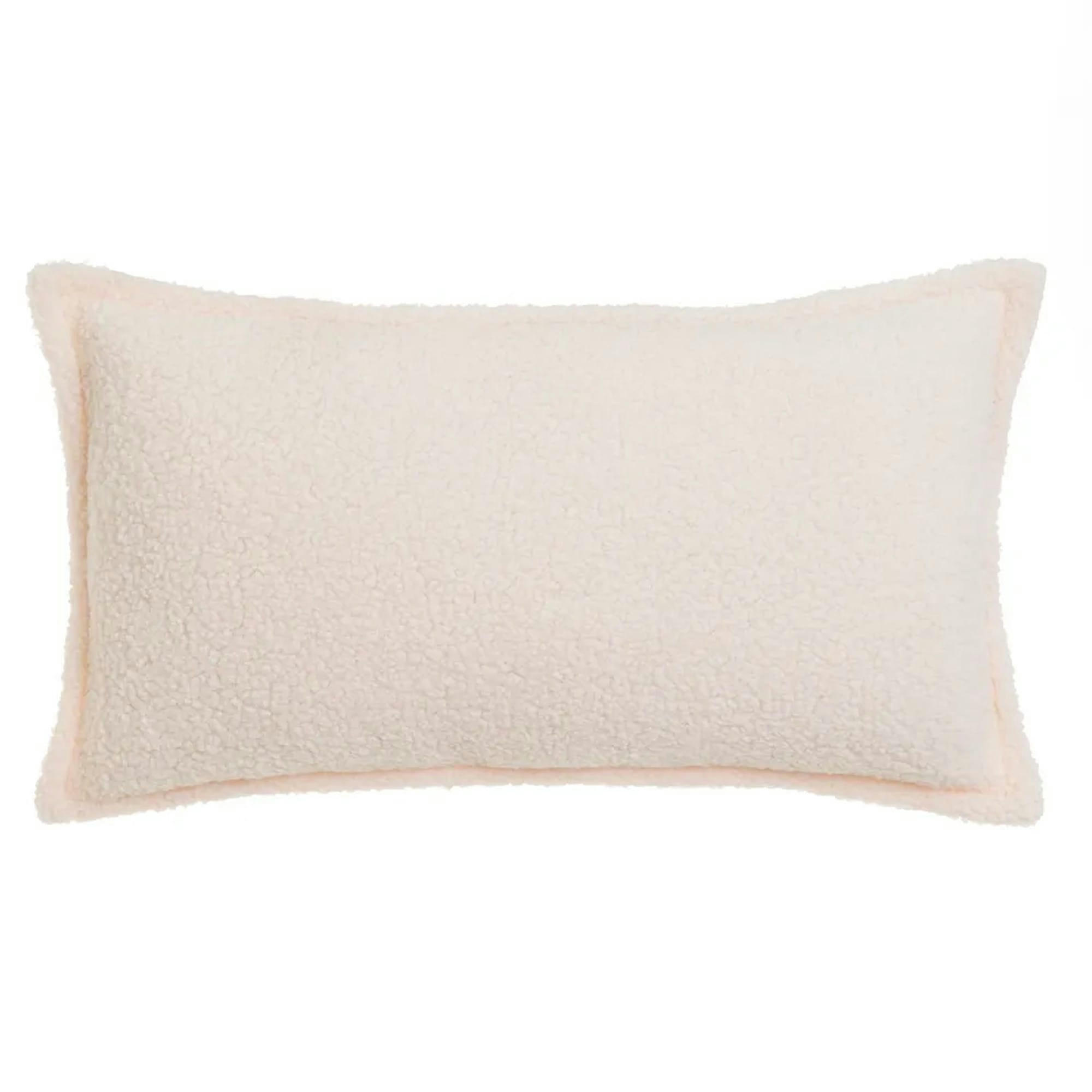 - Coussin rectangulaire tissu sherpa écru 50x30cm