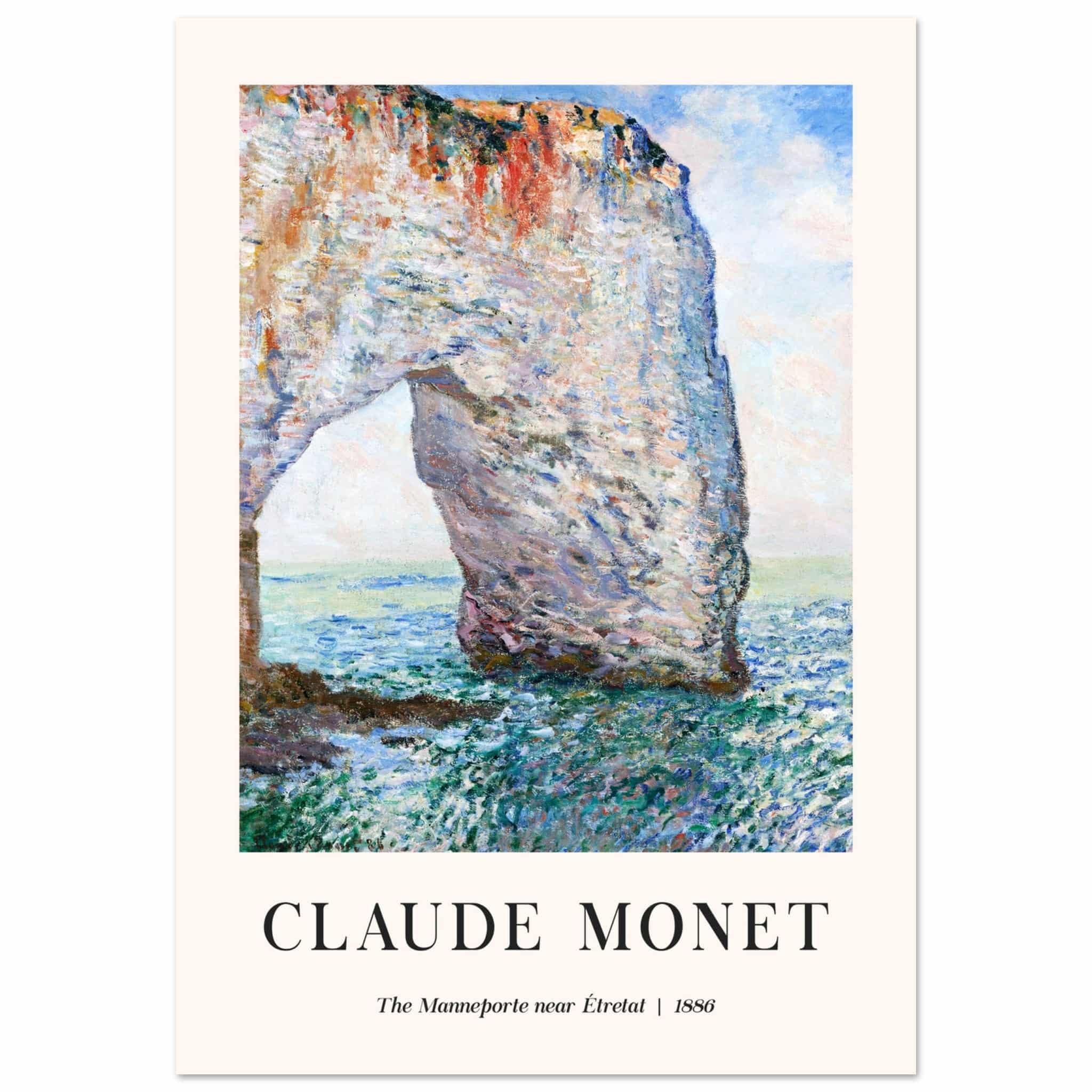 Artfulprints Poster Claude Monet - The Manneport near Étretat  - 70x100 cm - Lichtblauw