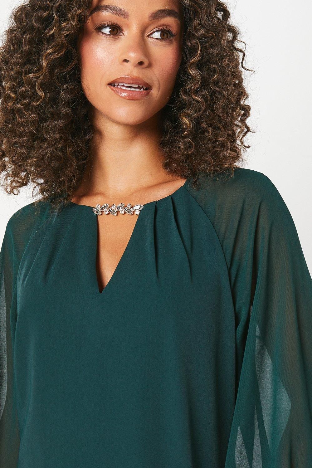 Wallis Occasion Embellished Sequin Chiffon Sleeve Shift Dress